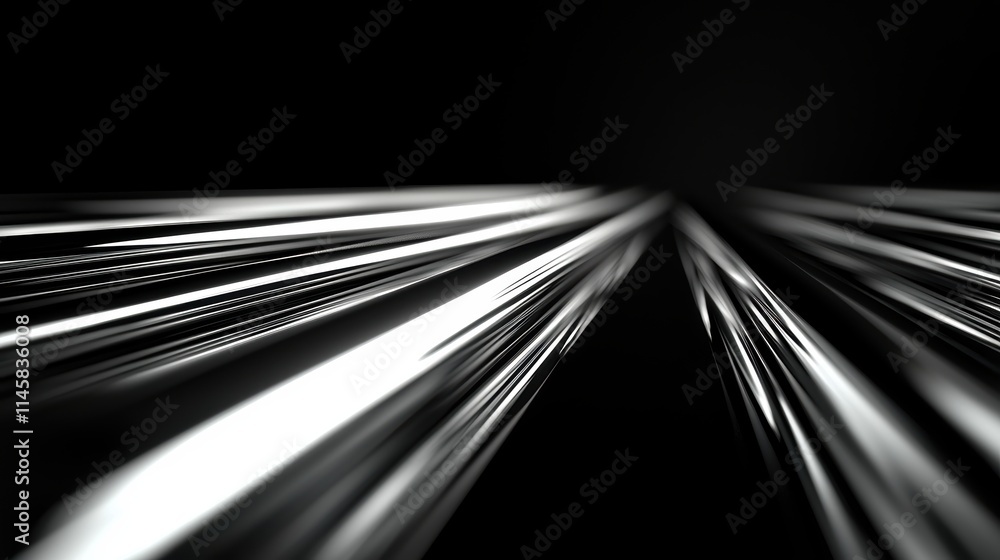 Poster a dynamic abstract image featuring sleek, converging lines against a dark background, suggesting dep