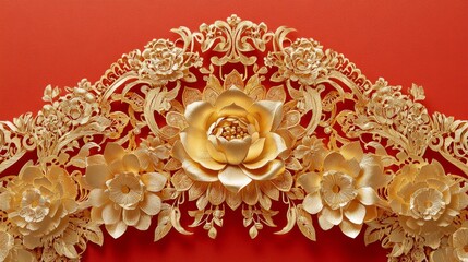 Obraz premium Chinese new year 2025 Zodiac sign with gold paper cut art and craft style on color background Chinese Translation happy new year