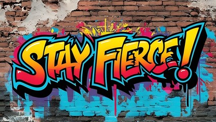 Stay Fierce Graffiti Art on Brick Wall
