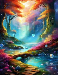 bright abstract background with bubbles