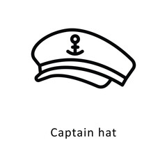 Captain hat Vector Outline Icon. Eps 10 file 