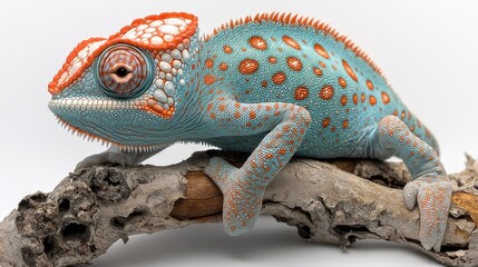 Fototapeta premium photo of a chameleon isolated on a white background chameleon