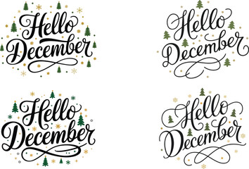  hello December typography design vector art