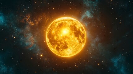 The sun, a blazing sphere illuminating the vast cosmos, coexists with the moon, a celestial body casting its ethereal glow across the night sky