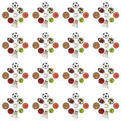 Sports ball pattern illustration on transparent background