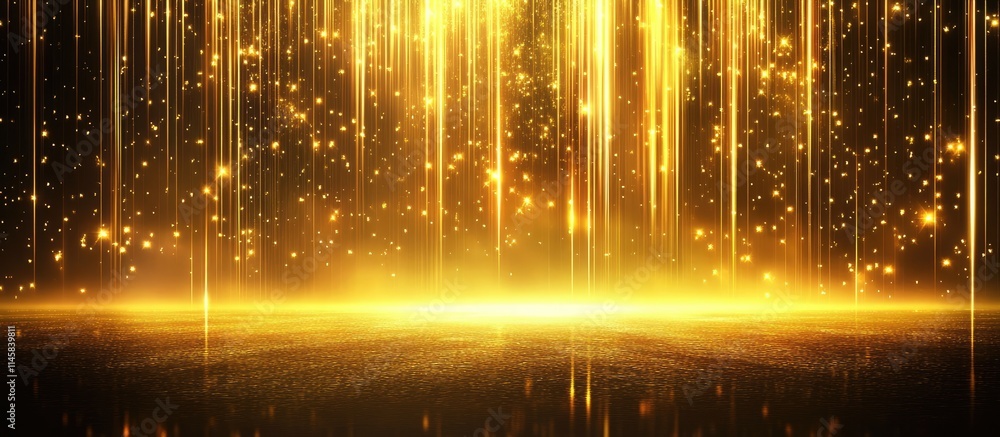 Poster glowing golden lights in a mesmerizing bokeh effect with ample copy space ideal for elegant wallpape