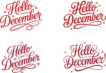  hello December typography design vector art