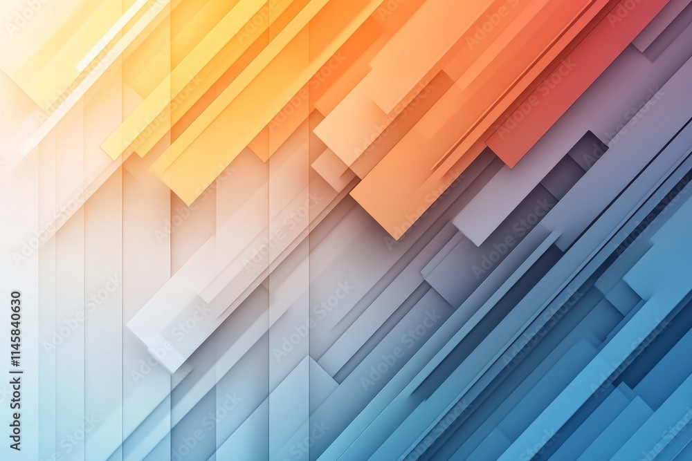 Aufkleber abstract geometric design featuring vibrant colors and dynamic lines in a layered composition