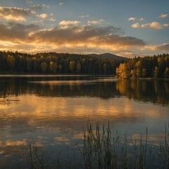 Fototapeta premium sunset on the lake