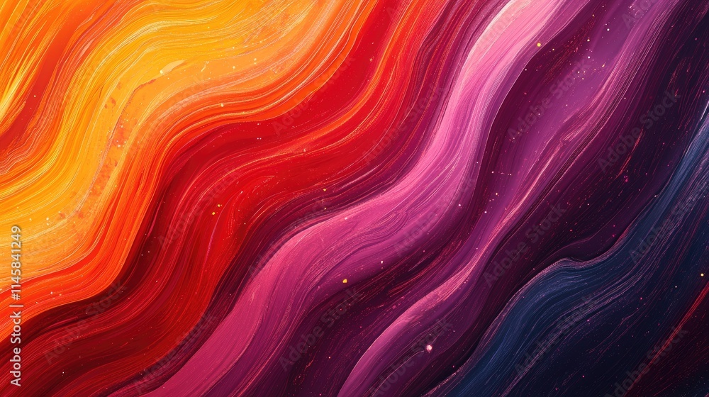 Poster abstract vibrant background with flowing waves in hues of orange pink purple and red creating a dyna
