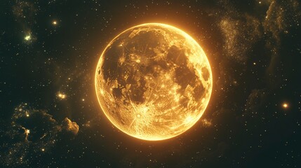 Fototapeta premium The sun, a celestial sphere illuminating the dark expanse of space, casts its light upon the Earth, a pale blue dot suspended in the vast cosmos