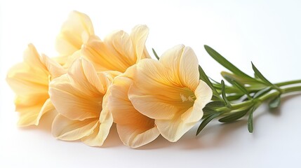 photo of a yellow freesia flower isolated on a white background yellow freesia