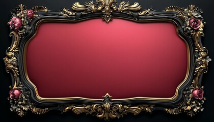 Elegant Ornate Frame With Roses And Gold Accents