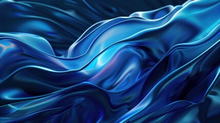 Obraz premium Abstract Blue Liquid Silk Waves: A Digital Art Masterpiece