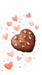 Delightful heart shaped cookie surrounded by soft pink hearts