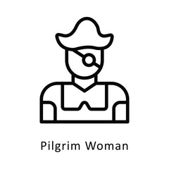 Pilgrim Woman  Vector Outline Icon. Eps 10 file 