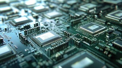 A semiconductor manufacturing facility, showcasing the precise process of creating microchips on large silicon wafers