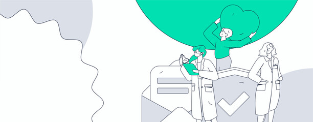 Medical characters fighting the epidemic flat vector concept operation hand drawn illustration

