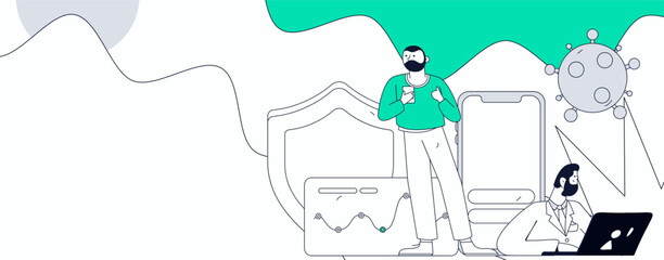 Medical characters fighting the epidemic flat vector concept operation hand drawn illustration
