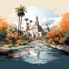 Travel-Inspired Flat Design of Arequipa, Peru