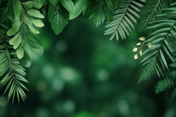 Fototapeta premium Lush green foliage creating a serene backdrop in a vibrant forest during daylight hours