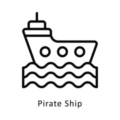  Pirate Ship Vector Outline Icon. Eps 10 file 