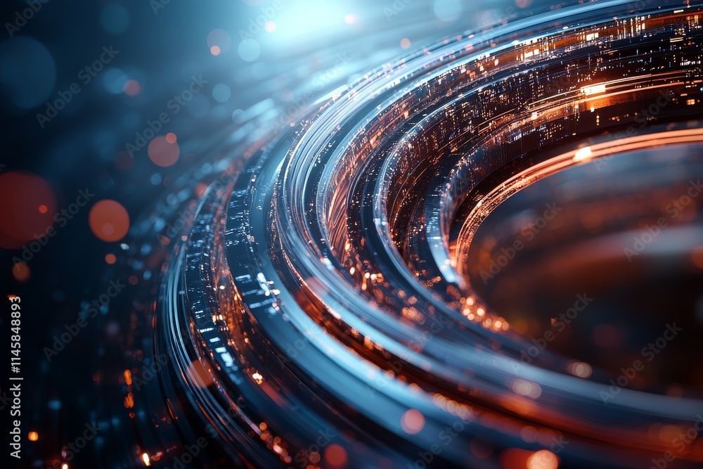 Aufkleber swirling metallic patterns shine with vibrant lights in an abstract composition
