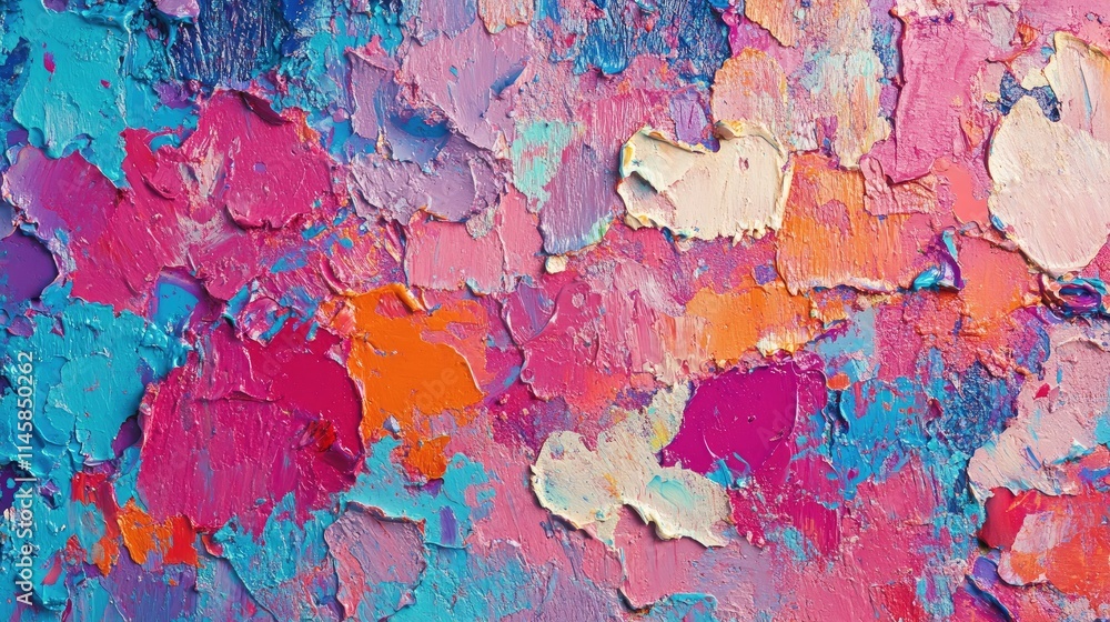 Poster colorful abstract palette knife texture with layers of paint for creative background art and design 