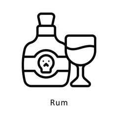 Rum Vector Outline Icon. Eps 10 file 