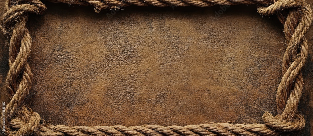 Poster textured brown backdrop with rustic rope frame design for creative displays and artistic composition