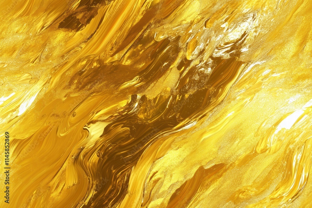 Poster seamless abstract painting featuring swirling patterns of gold and yellow hues, creating a dynamic a