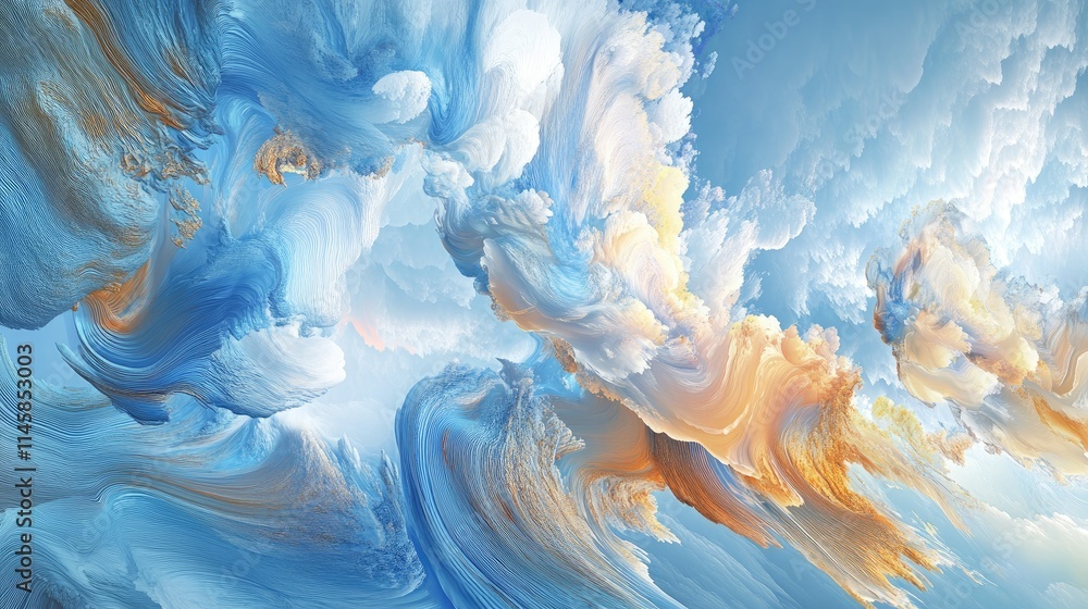 Aufkleber abstract swirls of blue and orange clouds in a serene sky creating an ethereal and calming atmospher