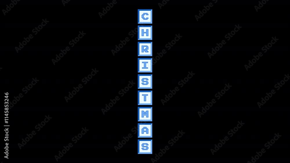 Poster animated inscription christmas made up of y2k-style keyboard buttons with an ice effect. the alpha c
