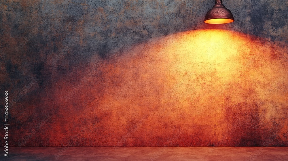Poster textured coral orange concrete wall corner with dynamic lighting creating a rustic atmosphere ideal 
