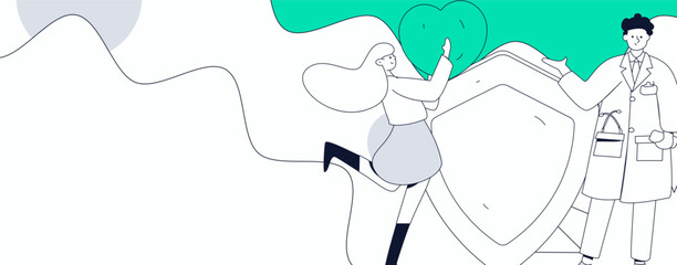 Medical characters fighting the epidemic flat vector concept operation hand drawn illustration
