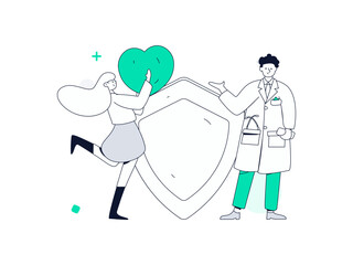 Medical characters fighting the epidemic flat vector concept operation hand drawn illustration

