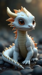 Naklejka premium Adorable Baby Dragon: Fantasy Creature Art