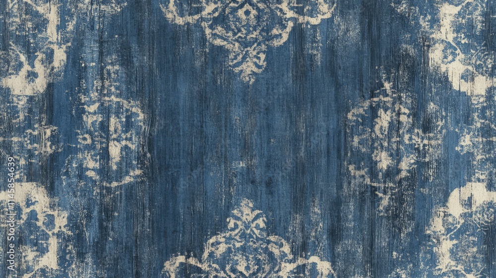 Poster rustic blue wooden background with vintage patterns creating a seamless textured design for various 