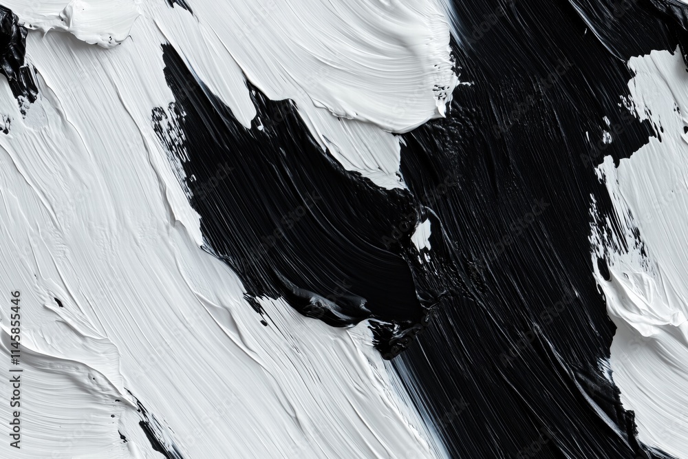 Aufkleber seamless abstract painting featuring bold strokes of black and white paint, creating a dynamic contr