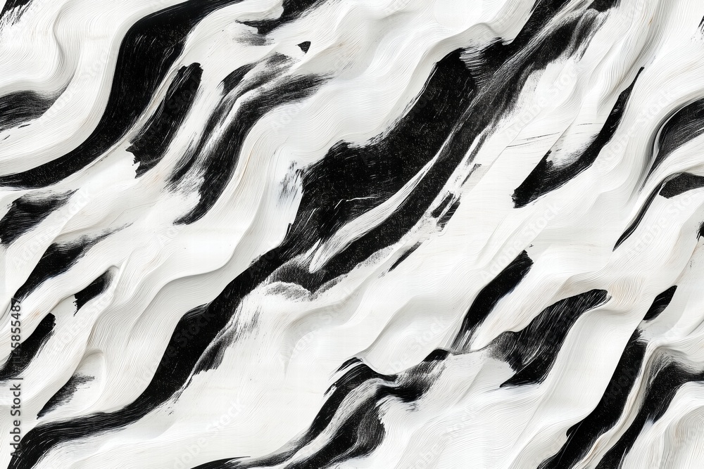 Aufkleber seamless abstract pattern featuring flowing black and white waves, creating a dynamic and textured v