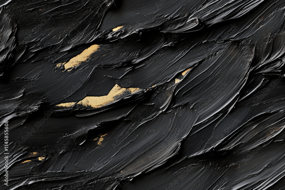 Aufkleber seamless abstract texture featuring dark black strokes with hints of gold, creating a dynamic and mo