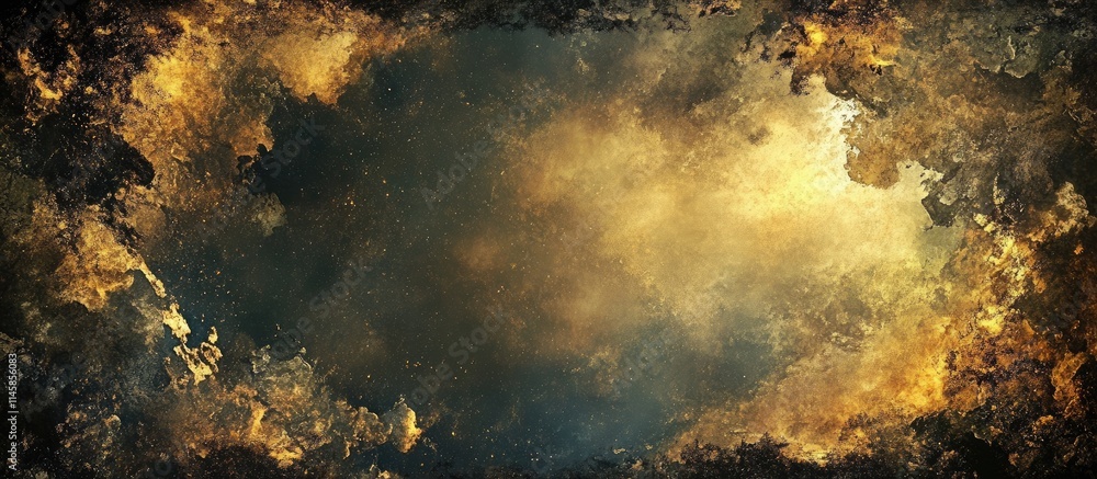 Aufkleber elegant vintage frame design for images and text with a textured golden and dark background suitable