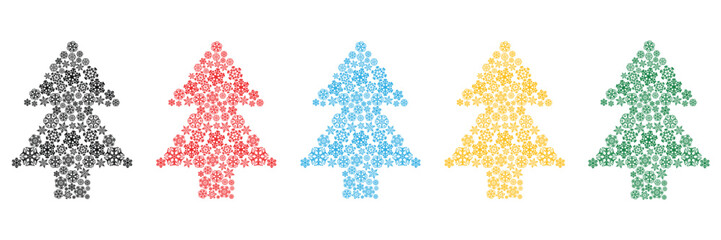 Abstract Christmas tree snowfalk hand-made postcard set collection vector art Modern Minimal Vector Holiday Greetings clipart. eps 10