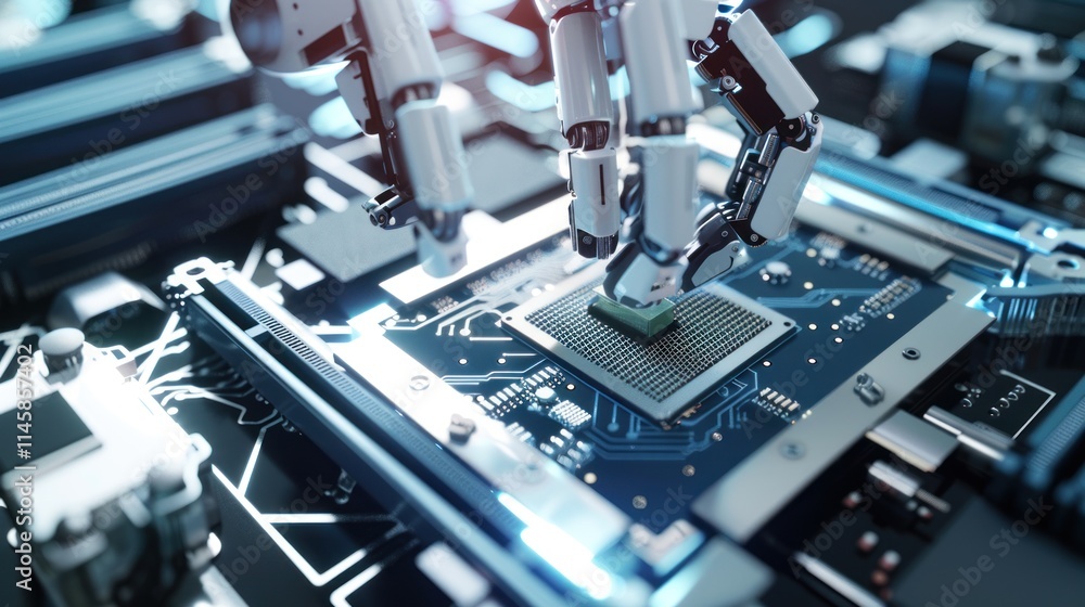 Poster robotic precision: ai assembling microchip