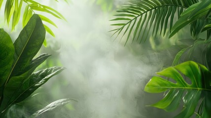 Obraz premium Botanical garden with water vapor. Concept image of natural transpiration process.