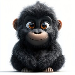 Fototapeta premium Adorable Baby Chimpanzee Cute Monkey 3D Render Wildlife Animal Primate Cartoon Furry Happy Innocent