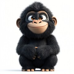 Fototapeta premium Adorable Cartoon Chimpanzee Cute Baby Ape Happy Monkey 3D Render Wildlife Animal