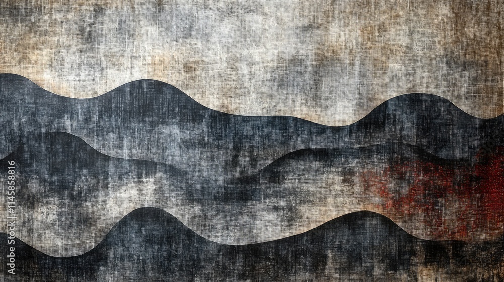 Poster abstract textured fabric design with wavy patterns in neutral tones suitable for modern art and inte