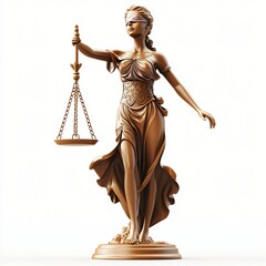 Bronze Lady Justice Statue Scales of Justice Law Symbol Blindfolded Figure Legal Concept 3D Render