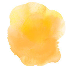 Yellow orange watercolor paint stains, ink splashes, abstract illustration